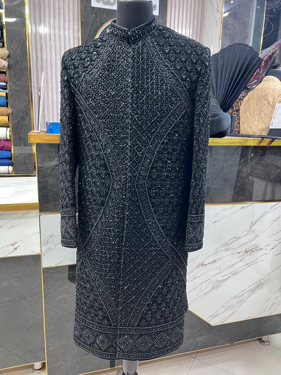 Midnight Floral Sherwani