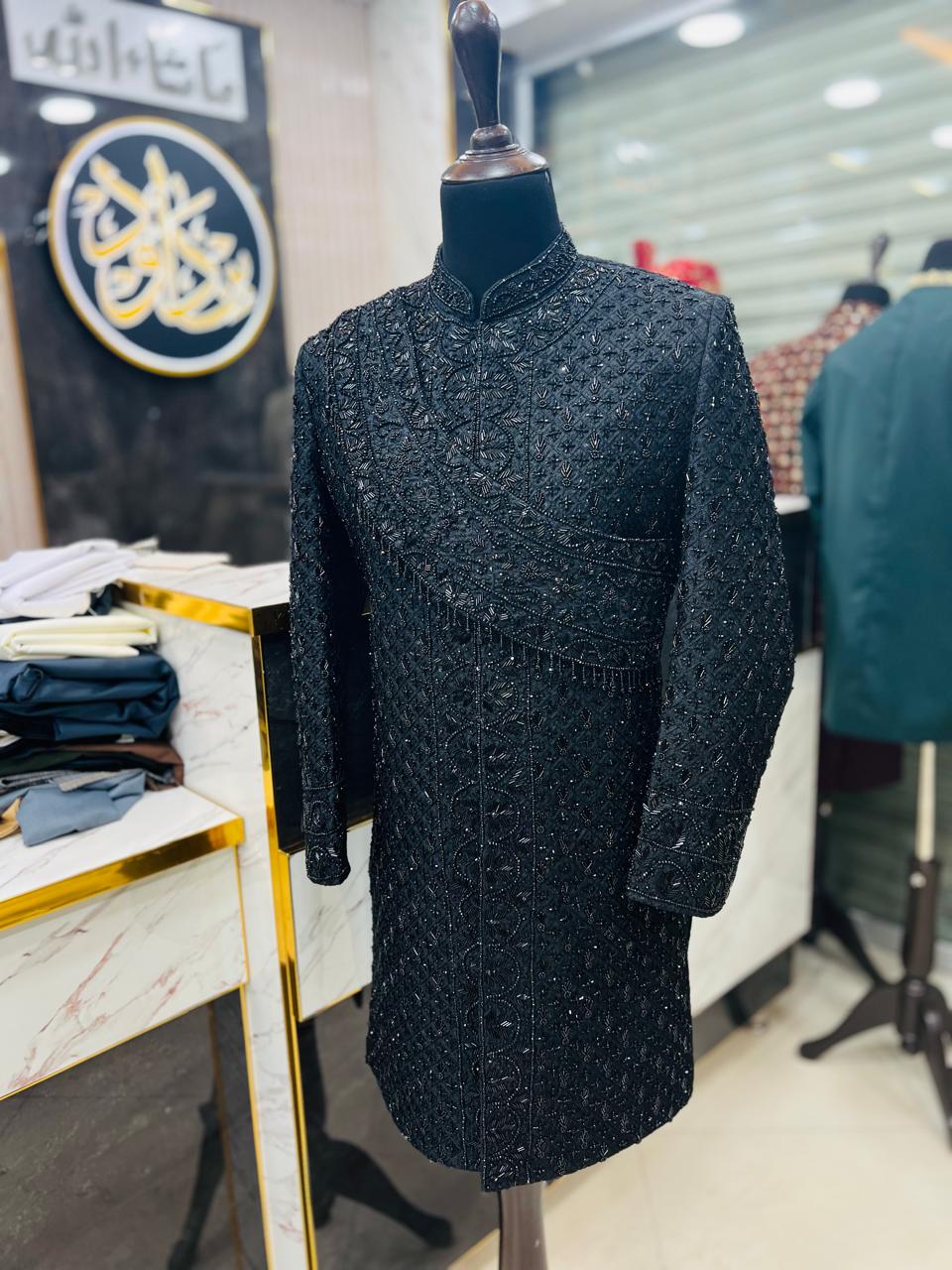 Onyx Beaded Mosaic Sherwani