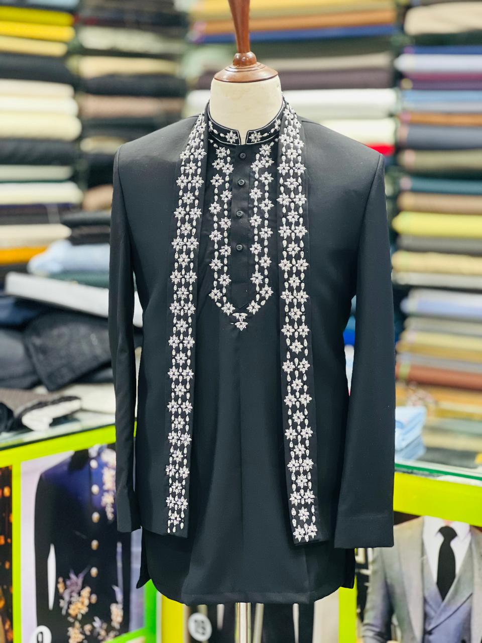 Black Crystal Vine Kurta