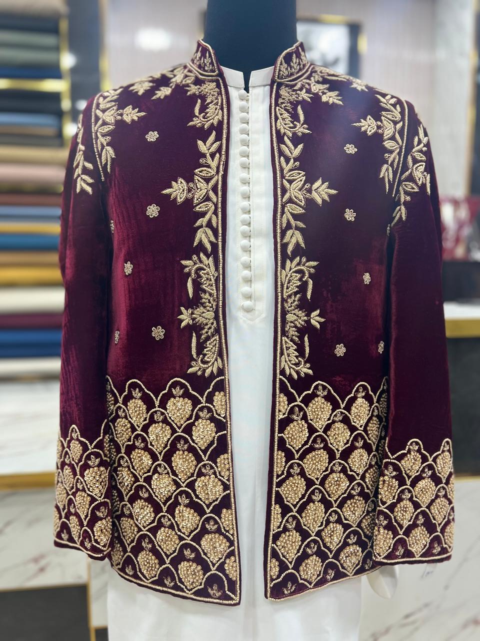 Maroon Jewel Groom Suit